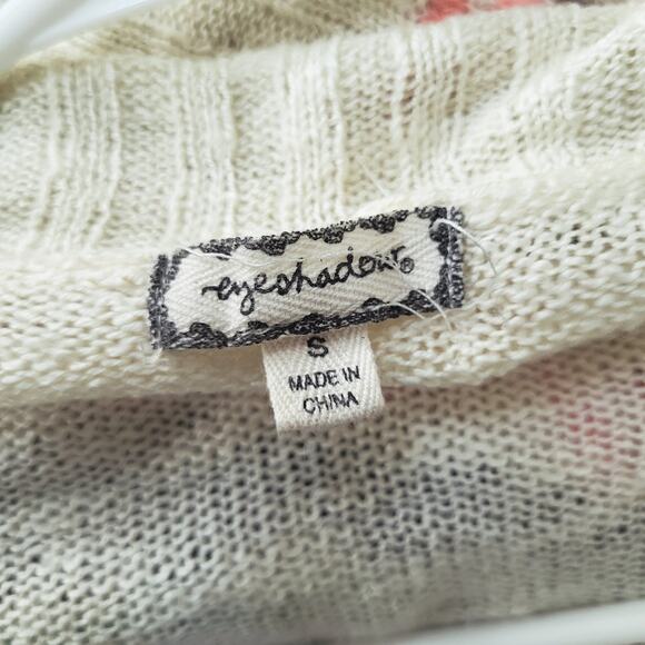 Eyeshadow Cream Cardigan with Pink and Teal Stripes - Picture 3 of 13